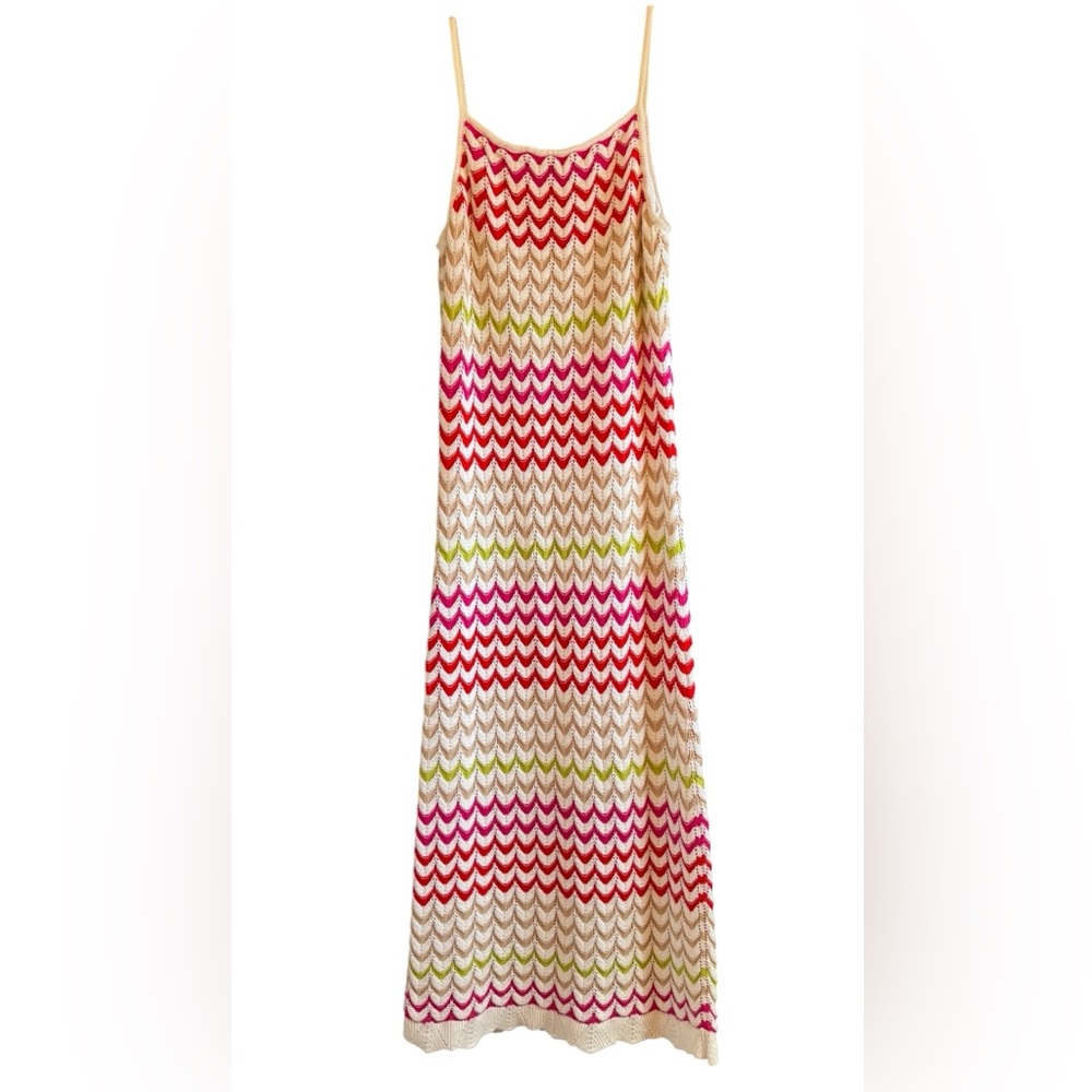 Rachel Zoe Dress Womens Large Knit Chevron Stripe Sleeveless Lined Boho